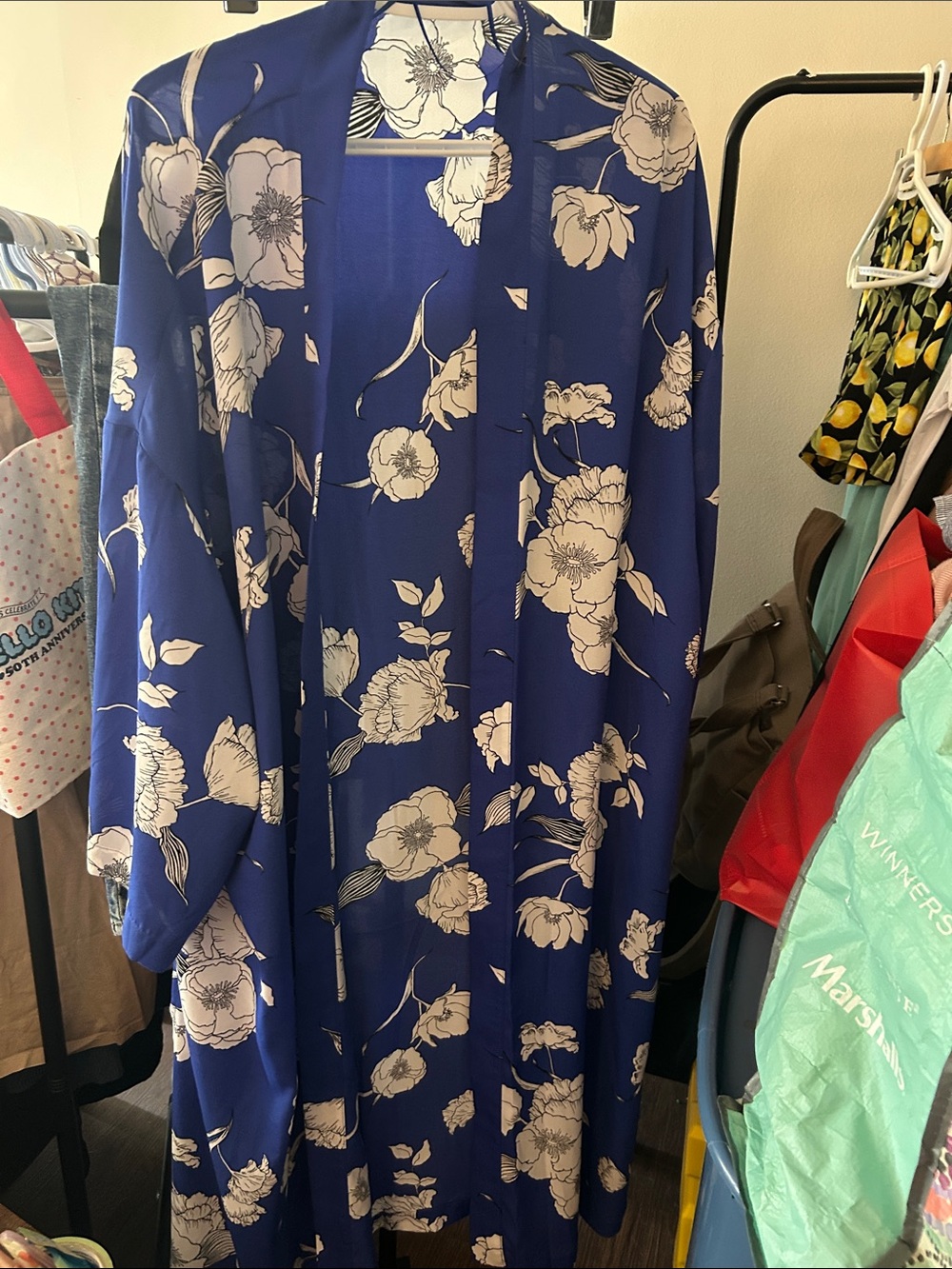 Royal Blue Floral Kimono Cardigan